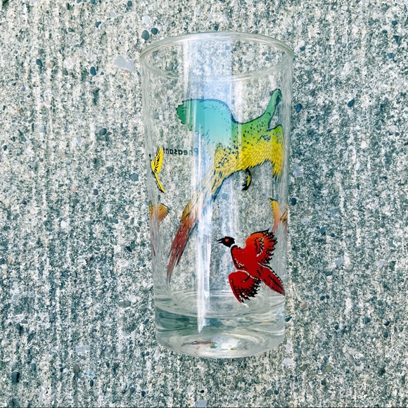 Vintage Hazel Atlas colorful pheasant tumbler glass - Picture 5 of 8